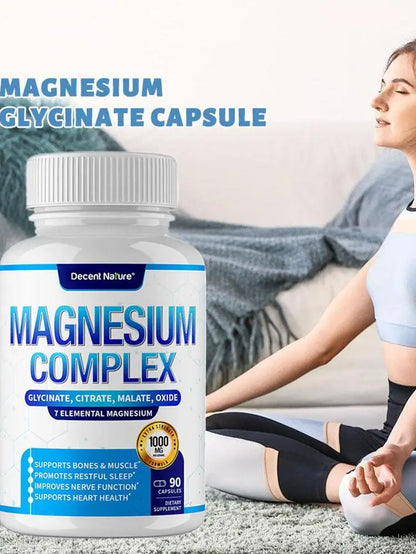 Magnesium Complex Capsules for Bone, Muscle, and Heart Health - Non-GMO, Gluten-Free, Vegetarian Supplement for Anxiety Relief