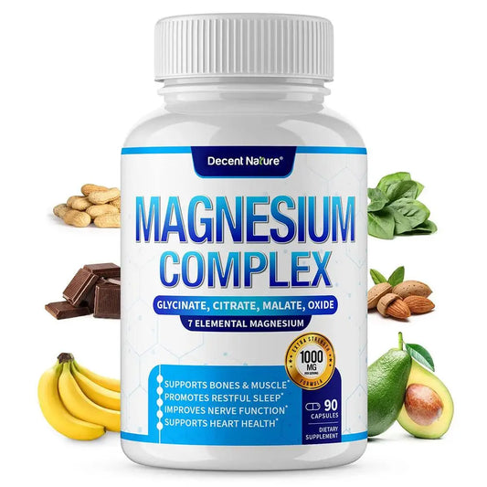 Magnesium Complex Capsules for Bone, Muscle, and Heart Health - Non-GMO, Gluten-Free, Vegetarian Supplement for Anxiety Relief